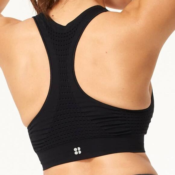 Sweaty Betty NWT Stamina Workout Bra Black Size S 4-6 Deep Underband Seamless - Picture 2 of 10